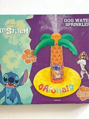 Disney Lilo & Stitch Dog Water Sprinkler 32" Tall Cooling Palm Tree Aloha